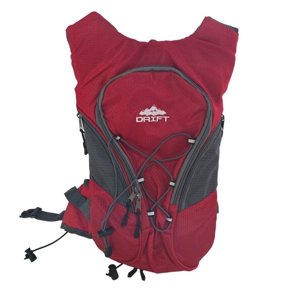 Drift NWT Hydration Backpack With Bladder Red Ripstop Zip Pockets 16\